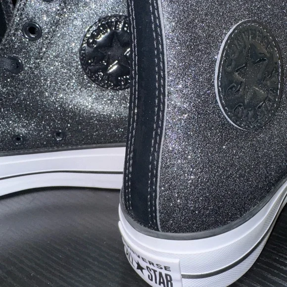 Converse Chuck Taylor All Star Lift Hi “Black Glitter” (Women’s 8.5) - Picture 8 of 8